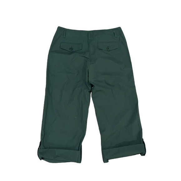 Theory Button Fly Women's Green High Rise Capri Pants Trousers Cotton Size 4 - Picture 2 of 13